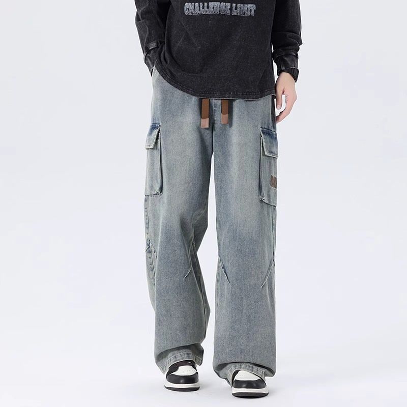 Cargo Pant Wide - Męskie spodnie jeansowe w stylu vintage