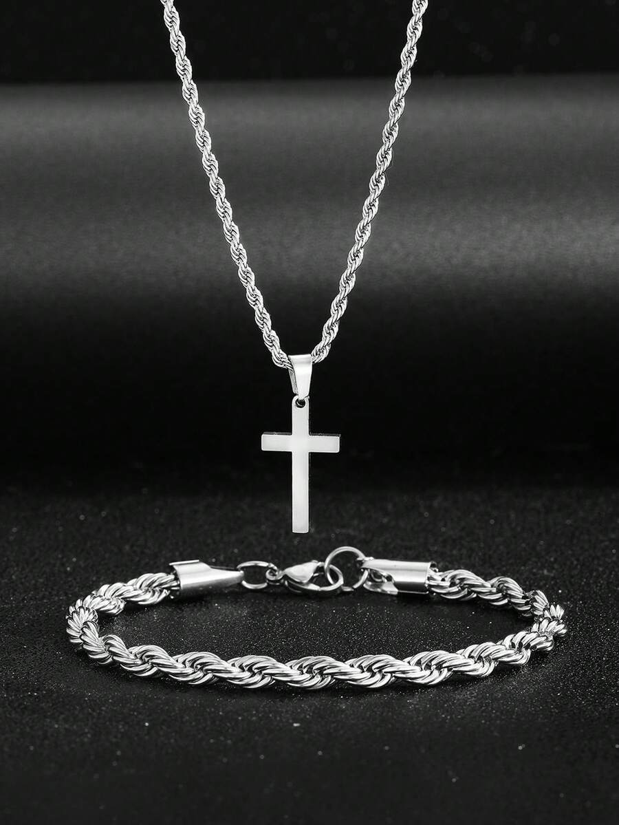 Street Fashion Jewelry - 1 zestaw naszyjnika i bransoletki z