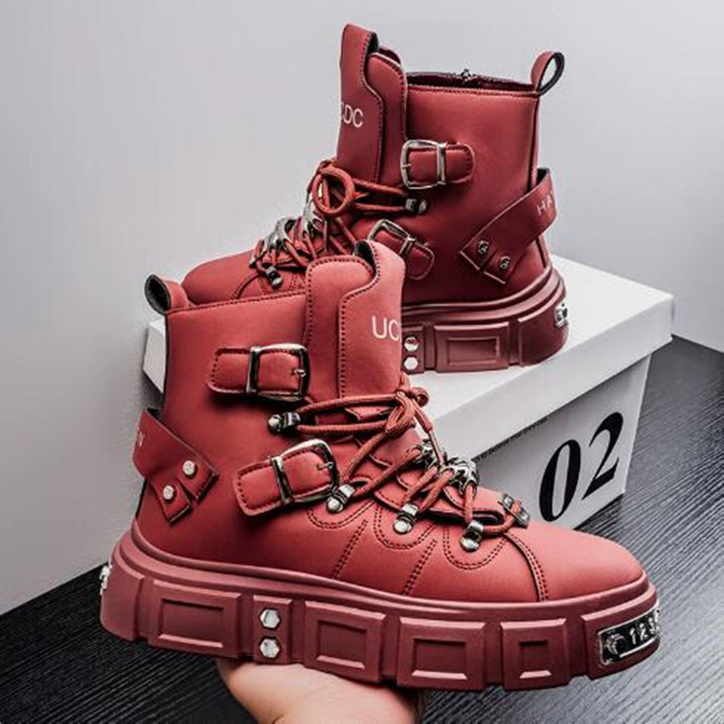 Street Fashion Punk - Luksusowe czarne sneakersy męskie z nitami,