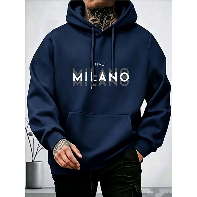 Street Fashion Milano - Męska bluza z kapturem z polaru,