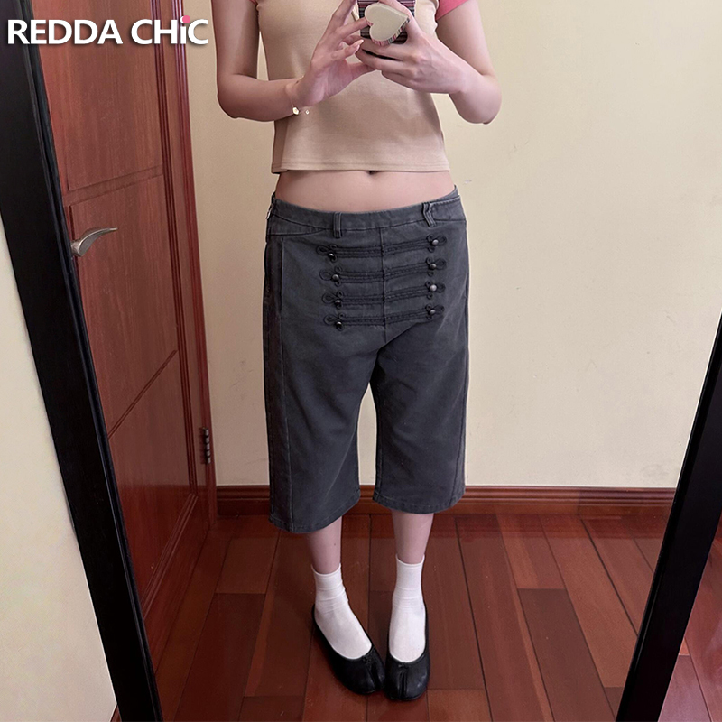 Cargo Pant Wide - ReddaChic Napoleon Capri Jeans Damskie Szare