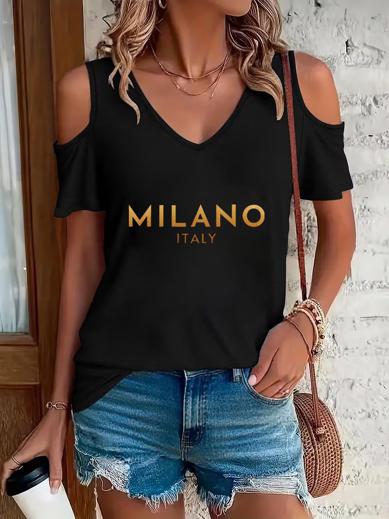 Street Fashion Milano - Modna koszulka z nadrukiem „Milano Italia”,