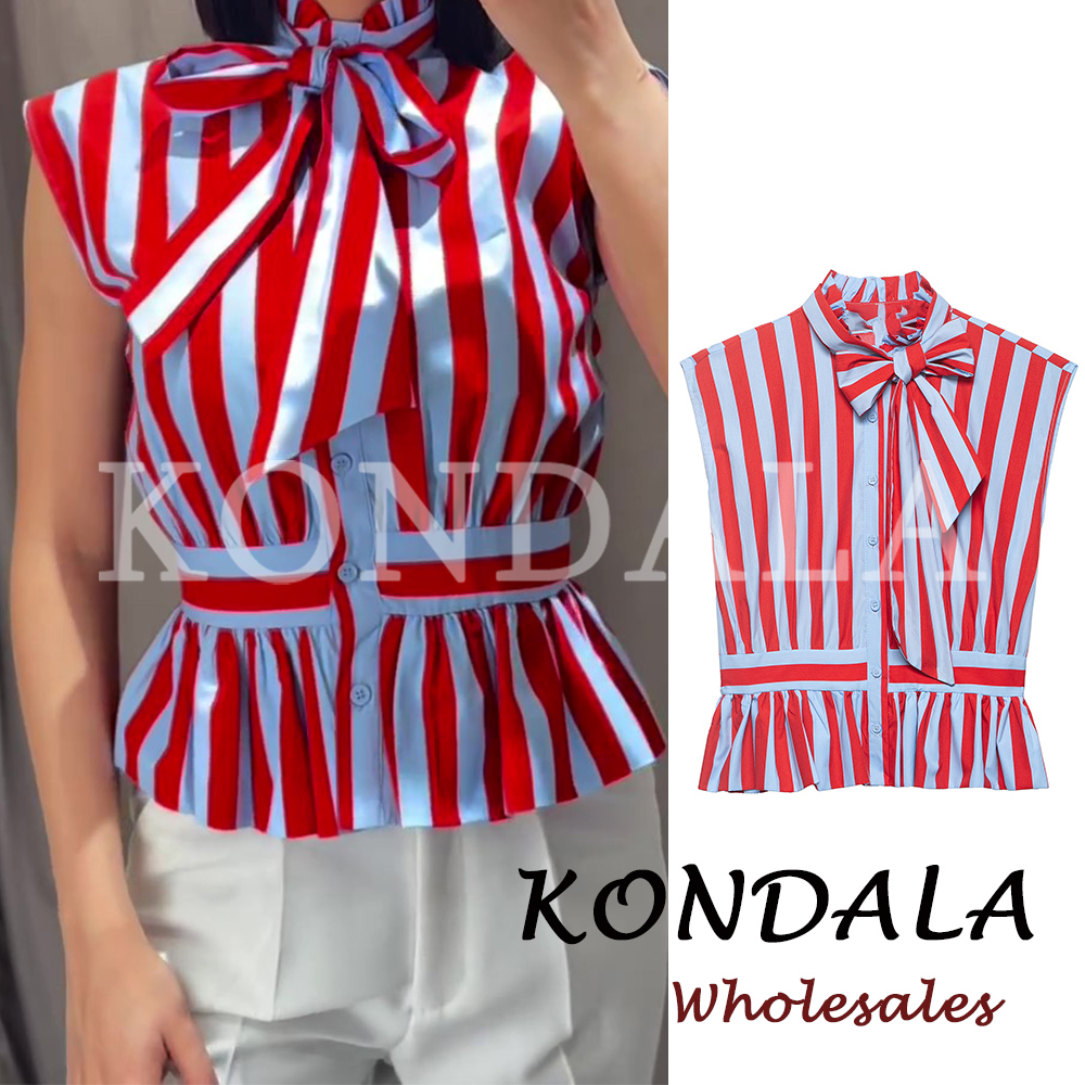 Street Fashion Vest - KONDALA Szykowna Bluzka Damska w Paski