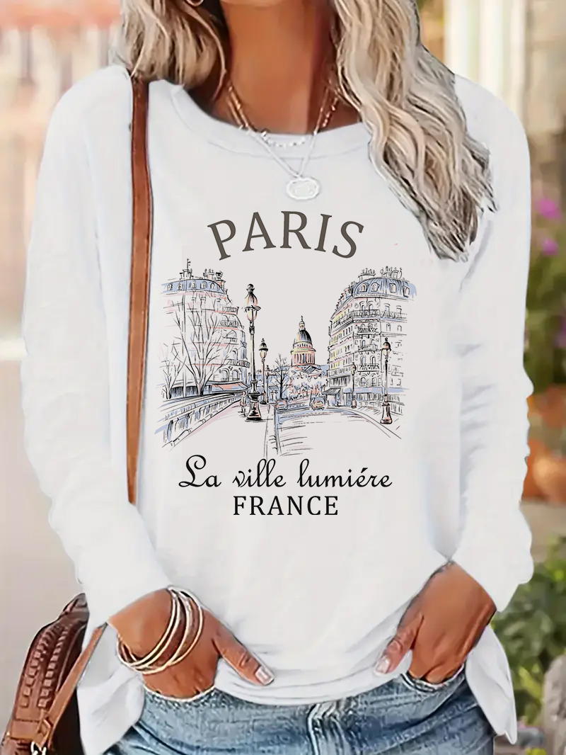 Street Fashion Paris 2025 - Koszulka damska z nadrukiem listu Paris