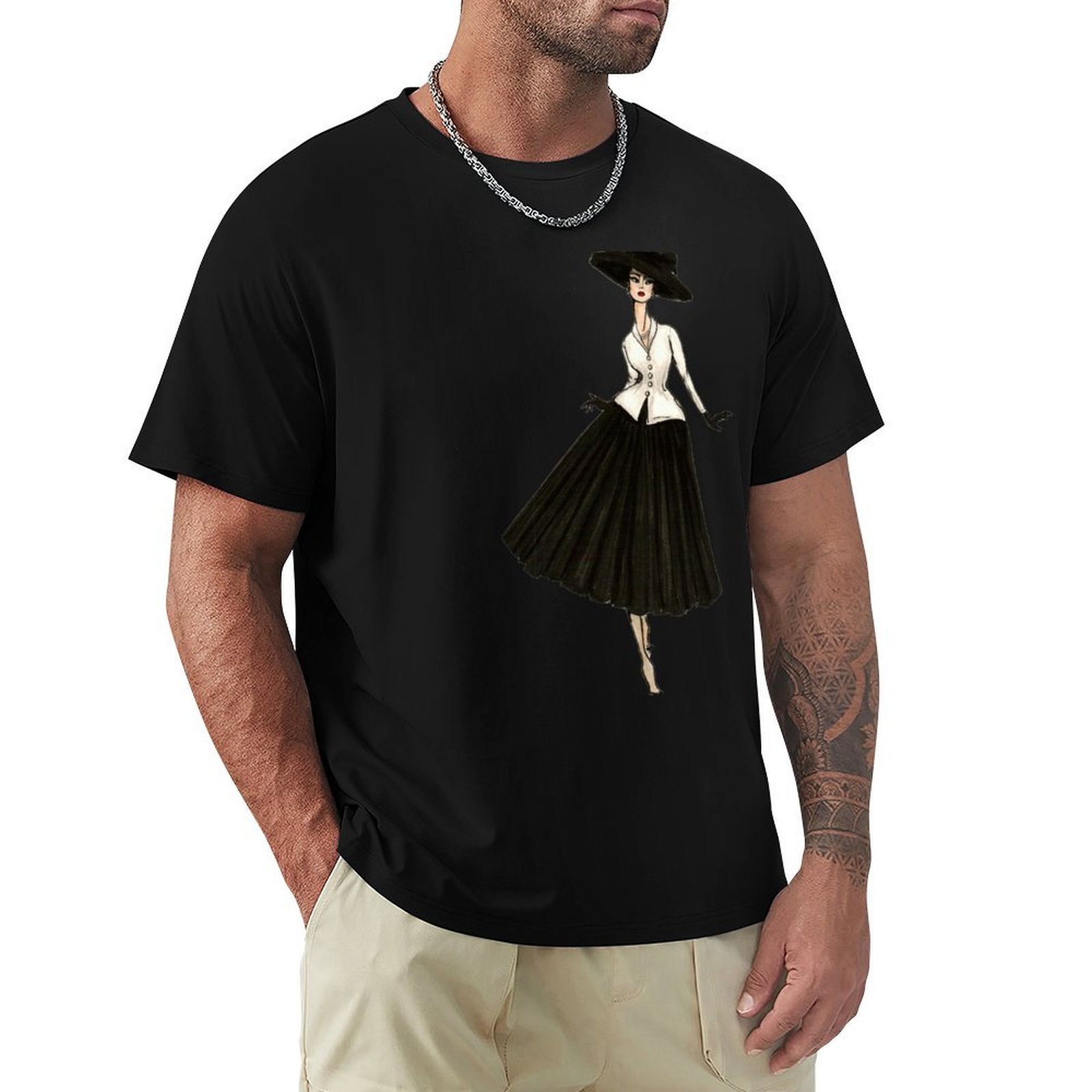 Street Fashion In Paris - Ilustracja modowa w stylu vintage z