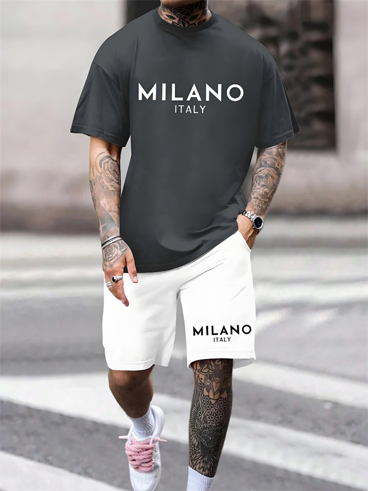 Street Fashion Milano - Dwuczęściowy zestaw męski z nadrukiem Milano