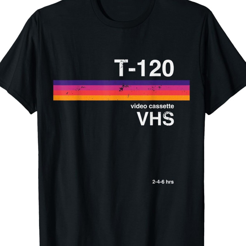 Koszulka z wzorem retro VHS, l – Street Fashion Videos recenzja i cena