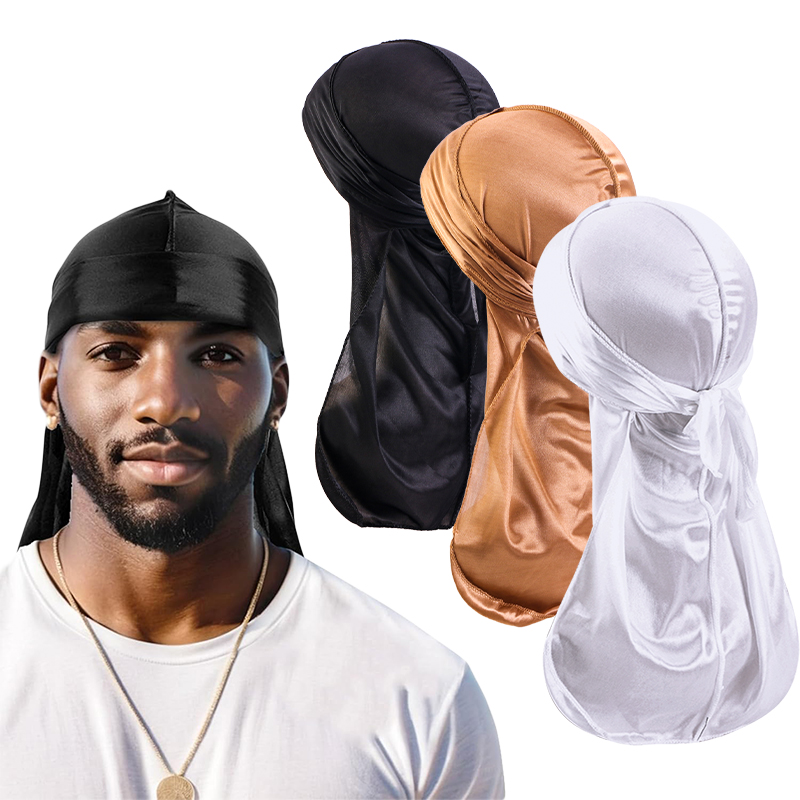 3PCS/LOT Long Durag Silk Satin – Street Fashion Hats recenzja i cena
