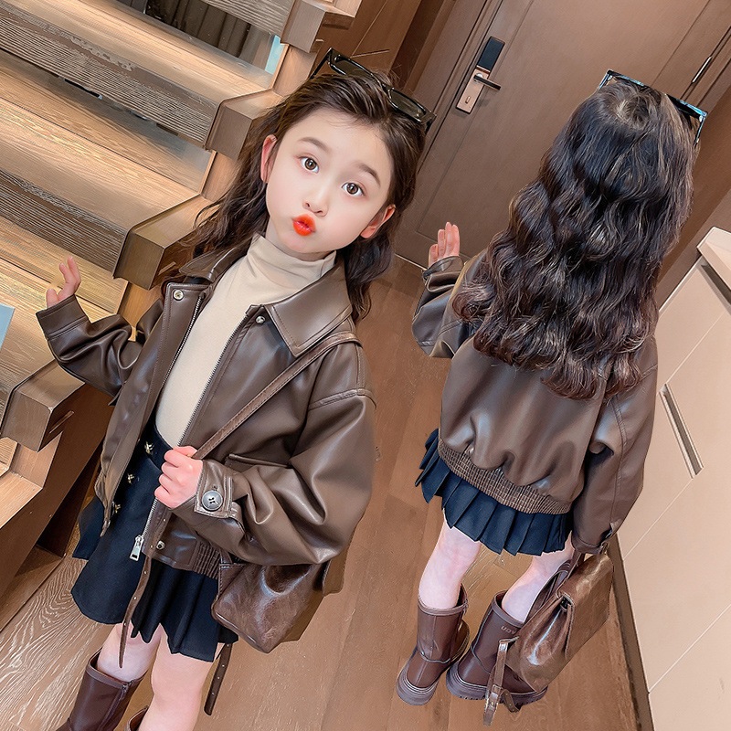 Kurtka skórzana PU z klapami d – Street Fashion Kids recenzja i cena
