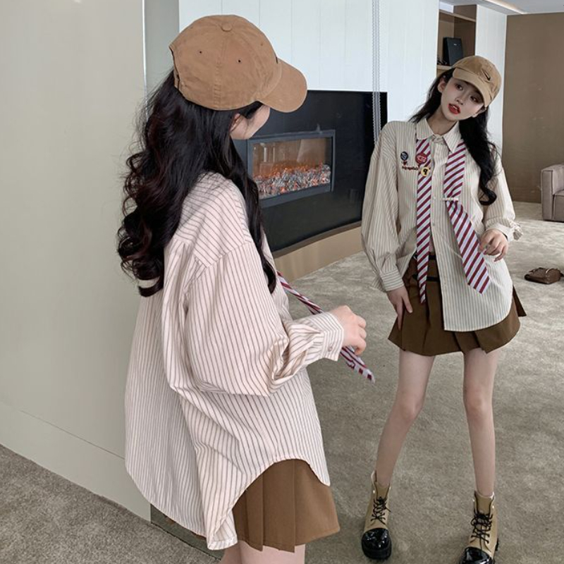 Koszule w paski kobiety Baggy  – Street Fashion In Japanese recenzja i cena