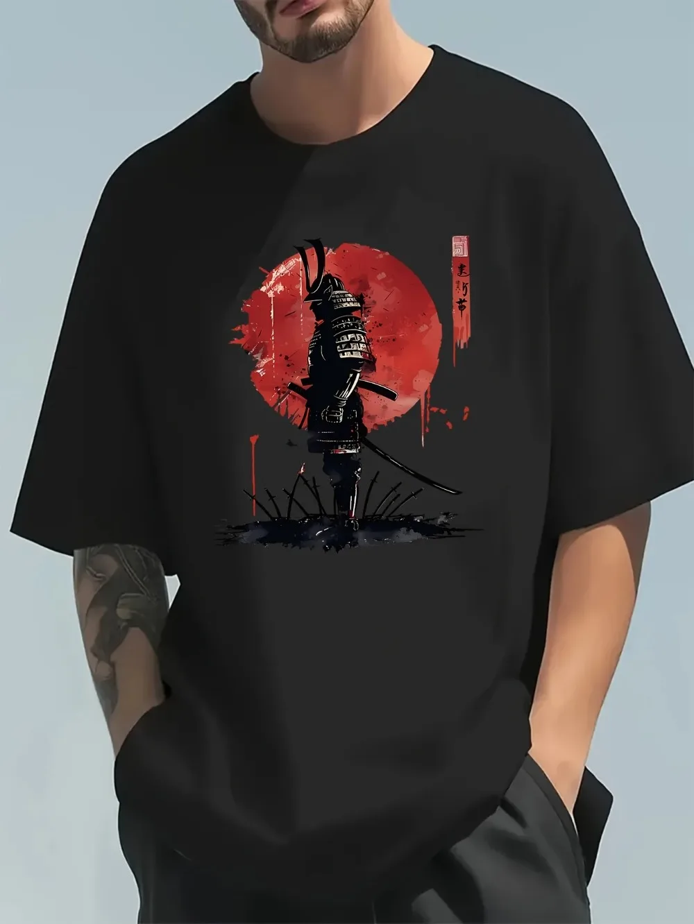 Modna, luźna koszulka męska z  – Street Fashion In Japanese recenzja i cena