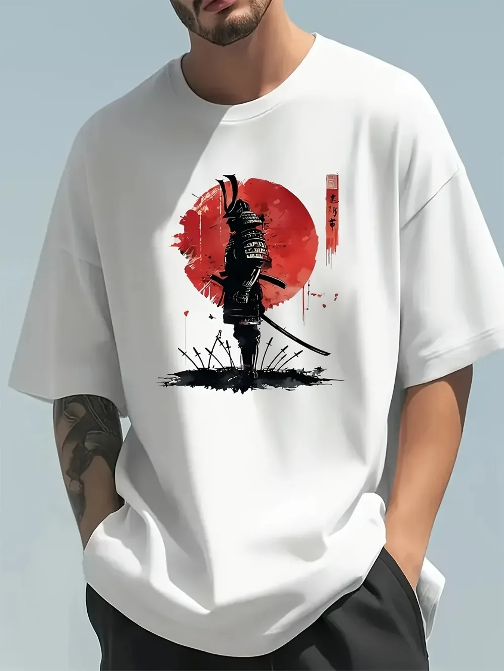 Modna, luźna koszulka męska z  – Street Fashion In Japanese recenzja i cena