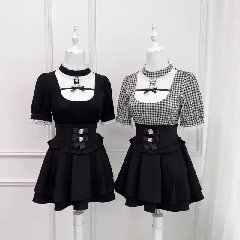Gotycka Słodka Bluzka w Kratę  – Street Fashion In Japanese recenzja i cena